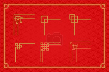 Téléchargez les photos : Ornements traditionnels chinois, Décorations de l'année lunaire, fleurs, lanternes, nuages, éléments et icônes - en image libre de droit
