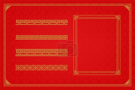 Photo for Chinese traditional ornaments, Set of Lunar year decorations, flowers, lanterns, clouds, elements and icons - Royalty Free Image