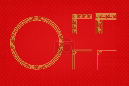 Photo for Chinese traditional ornaments, Set of Lunar year decorations, flowers, lanterns, clouds, elements and icons - Royalty Free Image