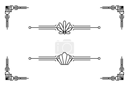 Foto de Frontera de línea art deco. Modernos marcos de oro árabe, bordes de líneas decorativas y elementos geométricos de diseño vectorial marco de etiqueta dorada - Imagen libre de derechos