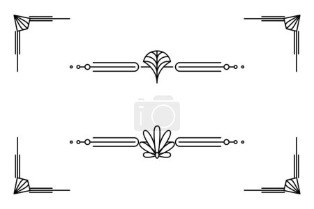 Ligne frontière art déco. Cadres modernes en or arabe, bordures de lignes décoratives et éléments de conception vectoriels de cadre d'étiquette d'or géométrique

