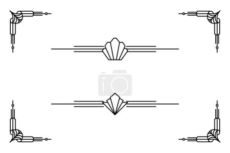 Art Deco Linie Grenze. moderne arabische Goldrahmen, dekorative Linien und geometrische goldene Etikettenrahmen-Vektor-Designelemente