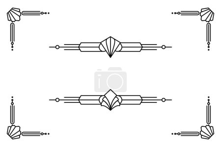 Art Deco Linie Grenze. moderne arabische Goldrahmen, dekorative Linien und geometrische goldene Etikettenrahmen-Vektor-Designelemente
