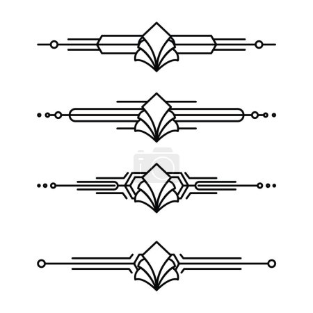 Ligne frontière art déco. Cadres modernes en or arabe, bordures de lignes décoratives et éléments de conception vectoriels de cadre d'étiquette d'or géométrique
