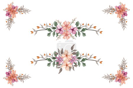 The Blooms  Greenery Floral Foliage Ornament Corner Text Separator adds elegant  framing text in invitations, cards