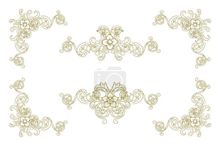 Classic Vitage Wedding Vector Ornaments Frames Separator Elements Classic Vintage Wedding Invitation Hand Drawn good for decorate any print or template design. ornate the calligraphy, poster and every thing that need a baroque vintage victorian style