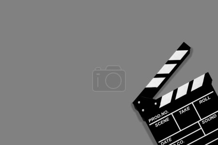 Photo for Movie clapperboard for shooting videos and movies on a grey background plenty of space for text - Royalty Free Image