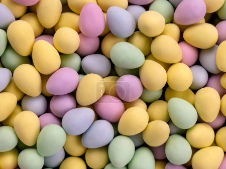 Photo for Decor in the form of colorful eggs. chocolate eggs for decoration. background - Royalty Free Image