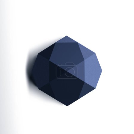 Foto de Concepto poligonal abstracto de esfera azul aislado sobre fondo blanco. Vista superior de diamante azul. 3d realista azul gema, diamante, cristal, diamantes de imitación conjunto de iconos. Concepto de joyería. - Imagen libre de derechos