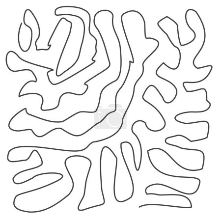 Hand drawn vector black and white abstract drawing. Curvy continuous line. Doodle.