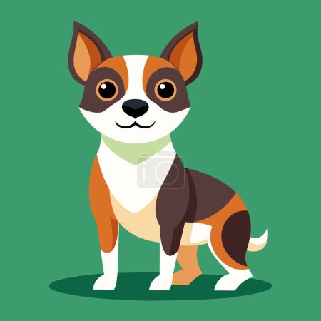 Cachorro divertido sobre fondo verde. Un perro inusual. Perro de pie en diseño plano. Perro de dibujos animados. ilustración vectorial. Retrato de un perro.
