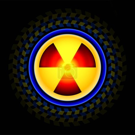 Illustration for Sign of radiation with a pattern on a circle on a dark background. Concept of Radioactive contamination in Ukraine. Icon radiation - Royalty Free Image