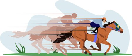 Illustration for Horse racing vector illustration, hippodrome competition, animal on sport illustration, Horse race in a racecourse - Royalty Free Image