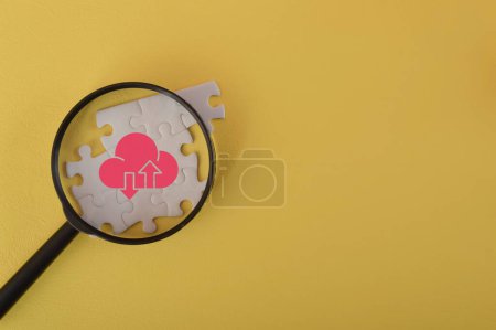 Photo for Icon to download now. Symbols to upload from the cloud. Signs to receive data from remote storage. - Royalty Free Image