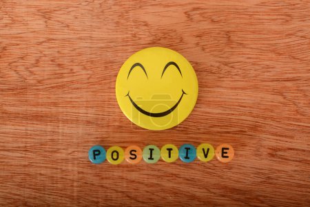 Photo for A happy face smile with text POSITIVE. - Royalty Free Image
