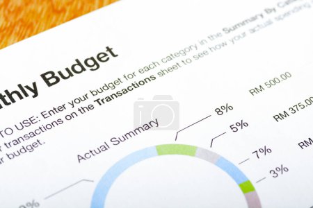 Photo for A close-up view of the phrase "budget" exemplifying the concept of wise spending. - Royalty Free Image