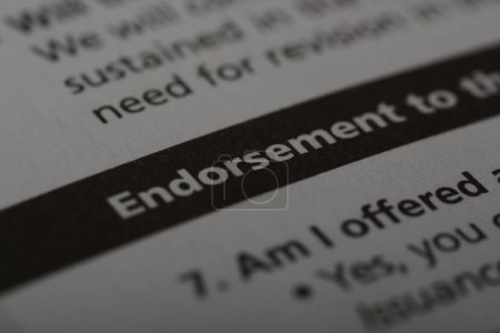 Photo for Close up view of the word ENDORSEMENT. - Royalty Free Image