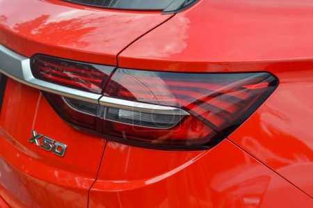 Klang, Malaysia: March 21st, 2024- view of Proton X50 car tail lights, each boasting a modern and innovative design that combines functionality with style