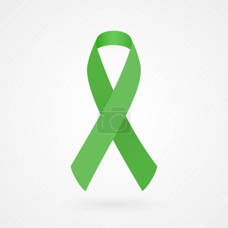 Illustration for Green awareness ribbon. Fabric texture. Vector illustration, flat design - Royalty Free Image