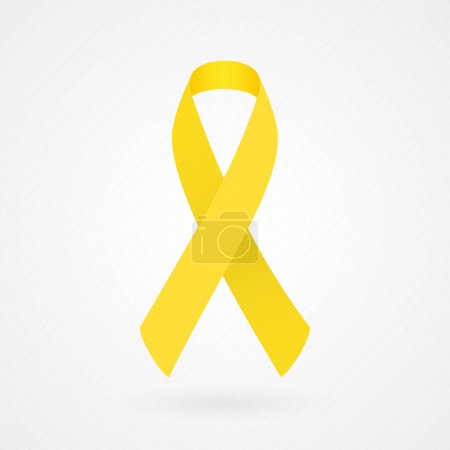 Illustration for Yellow awareness ribbon. Fabric texture. Vector illustration, flat design - Royalty Free Image