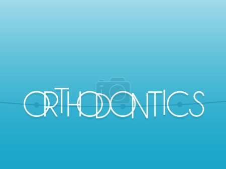 Ilustración de Orthodontics lettering. The letters are like crooked teeth. Vector illustration, flat design - Imagen libre de derechos