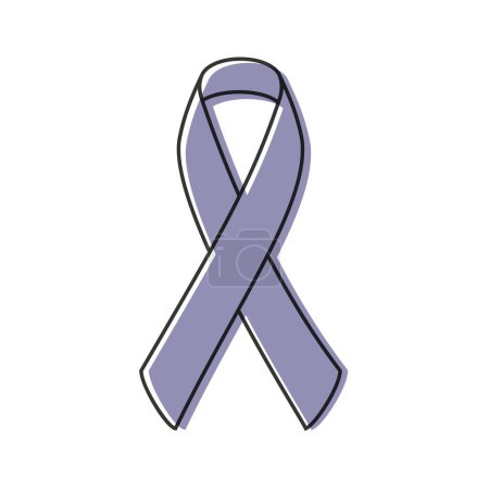 Ilustración de Awareness ribbon. Black outline. Periwinkle color. Vector illustration, flat design - Imagen libre de derechos