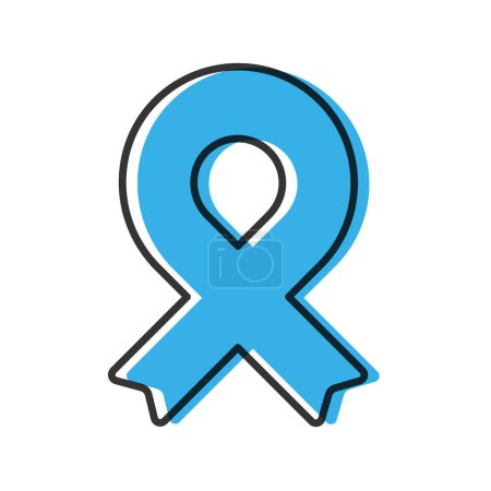 Illustration for Awareness ribbon. Black outline. Blue color. Geometrical shape. Vector illustration, flat design - Royalty Free Image
