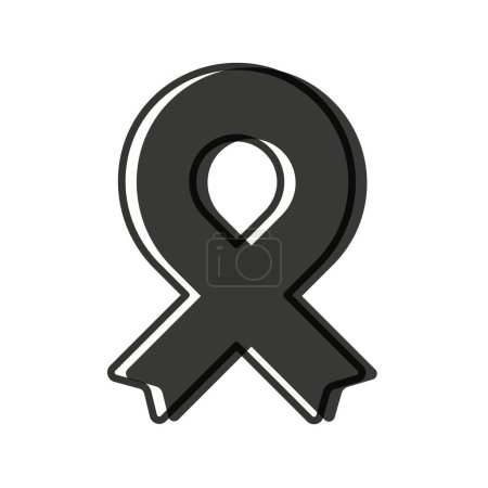 Illustration for Awareness ribbon. Black outline. Black color. Geometrical shape. Vector illustration, flat design - Royalty Free Image