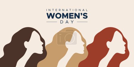 Téléchargez les illustrations : Journée internationale de la femme. Le 8 mars. Portraits de profil femmes. #EmbraceEquity. Illustration vectorielle, design plat - en licence libre de droit