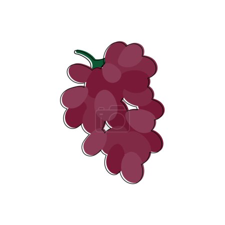 Téléchargez les illustrations : Bouquet de raisins dessiné à la main. Forme abstraite fruit inspiration. Illustration vectorielle, design plat - en licence libre de droit
