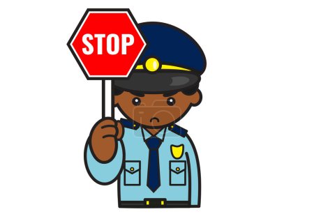 Téléchargez les photos : Policier a un stop panneau 2 - en image libre de droit