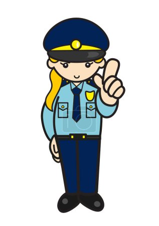smiling police woman finger sign