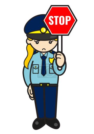 police woman has a stop sign