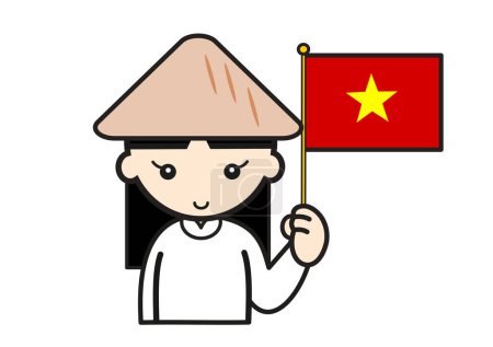 cute vietnamese has a vietnamese flag