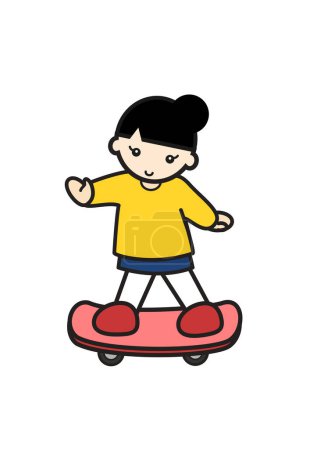 Nettes lächelndes Skate-Boarding-Mädchen