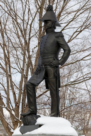 Foto de Ottawa, Canada - January 23, 2023: Colonel John By statue in Majors Hill Park in downtown Ottawa - Imagen libre de derechos