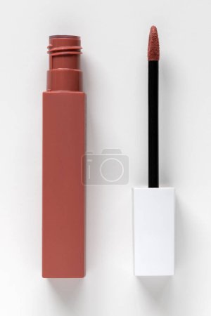 Photo for Liquid long lasting lipstick open on a white background - Royalty Free Image