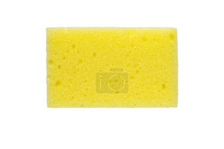 Yellow kitchen sponge for washing dishes isolated on white background