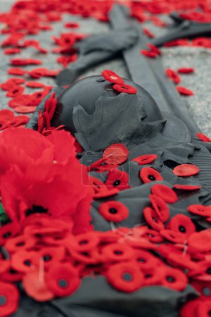 Foto de Día del Recuerdo flores de amapola roja en la Tumba del Soldado Desconocido en Ottawa, Canadá - Imagen libre de derechos