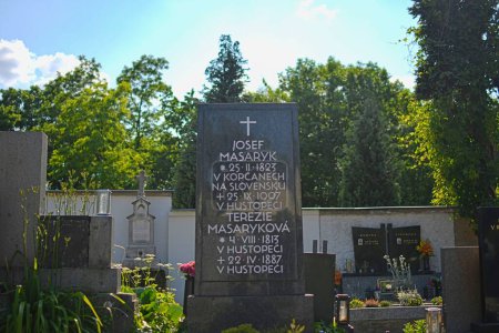 Photo for Hustopece, Czechia - June 13, 2023: The grave of parents the first president of the Czechoslovak Republic. Josef Masaryk and Terezie Masarykova. - Royalty Free Image