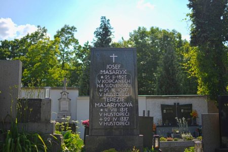 Photo for Hustopece, Czechia - June 13, 2023: The grave of parents the first president of the Czechoslovak Republic. Josef Masaryk and Terezie Masarykova. - Royalty Free Image