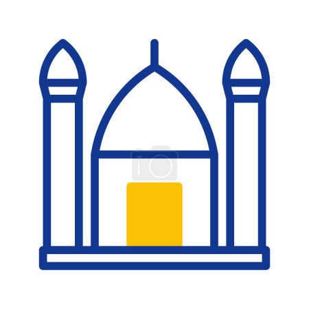 mosque icon outline blue yellow style ramadan illustration vector element and symbol perfect. Icon sign from modern collection for web.