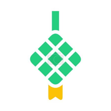 icône ketupat solide vert jaune style ramadan illustration vectoriel élément et symbole parfait. Icône signe de la collection moderne pour le web.