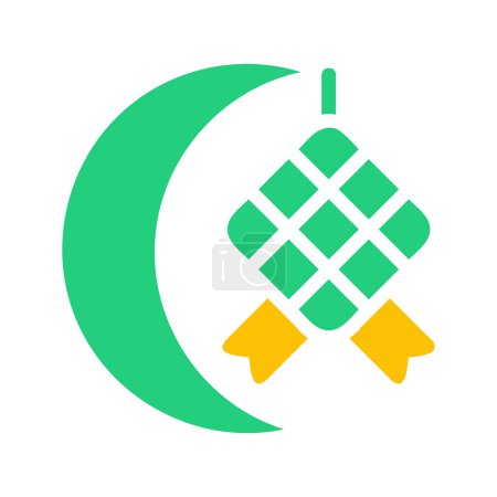 icône ketupat solide vert jaune style ramadan illustration vectoriel élément et symbole parfait. Icône signe de la collection moderne pour le web.