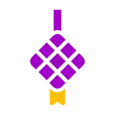 icono ketupat púrpura sólido estilo amarillo ramadán ilustración vector elemento y símbolo perfecto. Signo de icono de la colección moderna para la web.