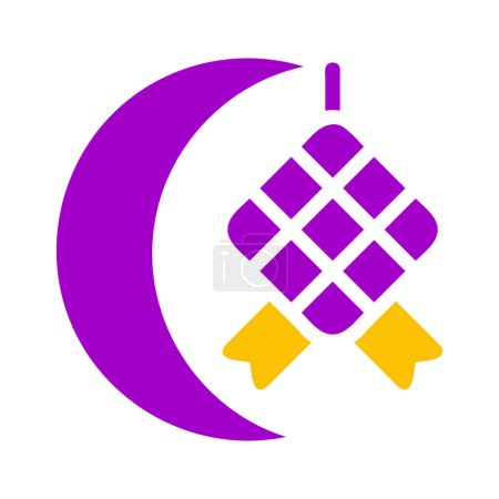 icône ketupat solide violet jaune style ramadan illustration vectoriel élément et symbole parfait. Icône signe de la collection moderne pour le web.