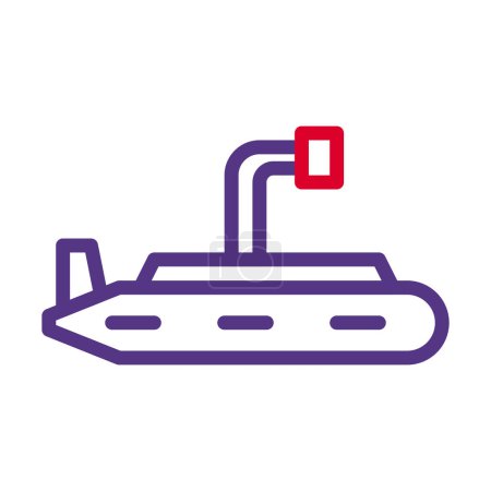Illustration for Submarine icon duocolor style red purple colour military illustration vector army element and symbol perfect. Icon sign from modern collection for web. - Royalty Free Image