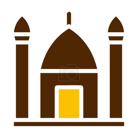 mosque icon solid brown yellow colour ramadan illustration vector element and symbol perfect. Icon sign from modern collection for web.