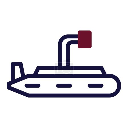 Illustration for Submarine icon duotone maroon navy military illustration vector army element and symbol perfect. Icon sign from modern collection for web. - Royalty Free Image