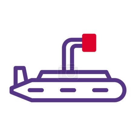 Illustration for Submarine icon duotone red purple colour military vector army element and symbol perfect. - Royalty Free Image
